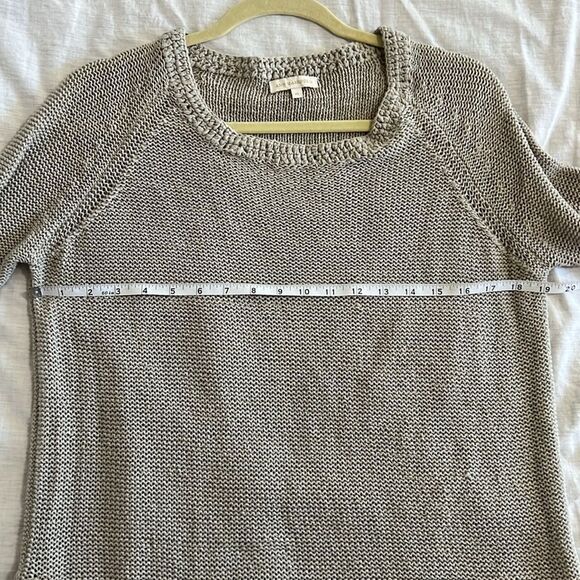 Ann Mashburn Open Knit Sweater Braided Gray Pullover Medium Designer Side Slit - Picture 5 of 6